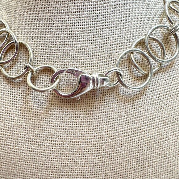 VTG Sterling Silver 925 Large Round Link Chain Necklace Size 18.5" Length - Picture 4 of 9